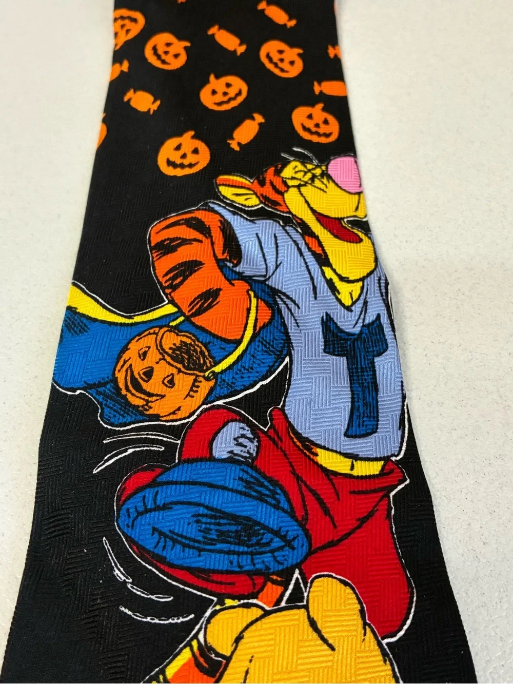 Winnie The Pooh Silk Men’s Tie Halloween Tigger Pumpkins Whimsical